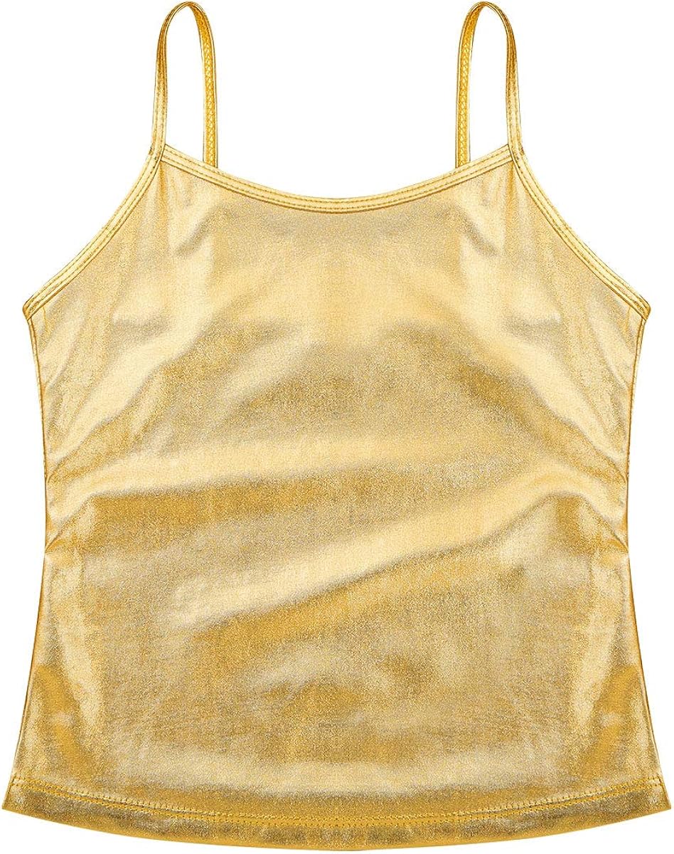 YONGHS Kids Girls Gymnastic Cami Tops Spaghetti Shoulder Straps Active Workout Sports Tank Top Dancewear: Clothing