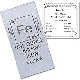 1 oz Iron Bar (Flat Style) .999 Pure Paperweight | Element Design with Certificate of Authenticity