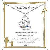 VEEHOO Daughter/Granddaughter Necklace from Dad Mom Grandma,Shining Heart Love You Forever Necklace,Daughters/Granddaughters Valentines Day Gifts from Father Mom Grandma