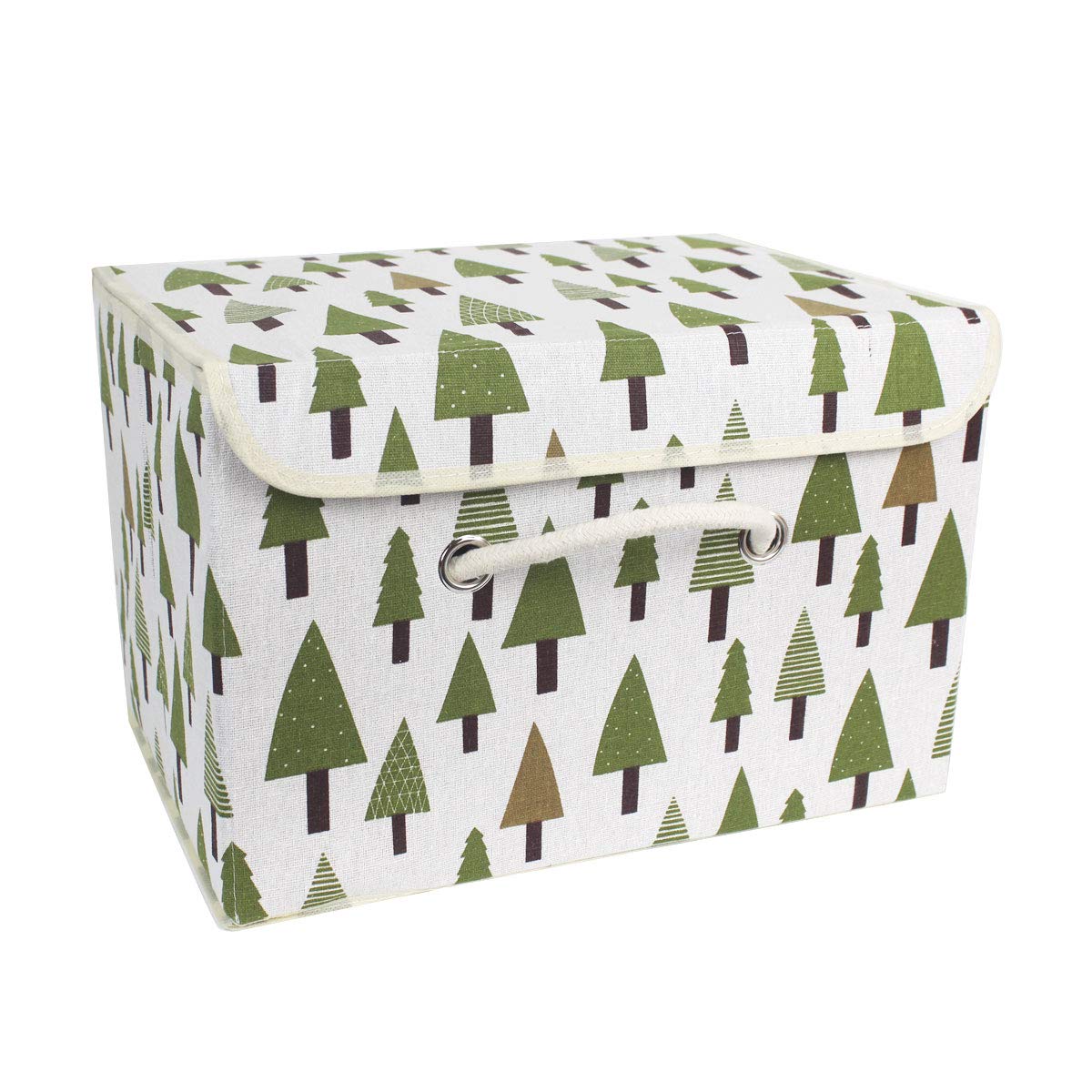 Storage Boxes Storage Container, Large Capacity Foldable Storage Basket with Handle Cube, Cotton Fabric Storage Compartment with Lids, Laundry Organizer for Clothes/Toys/Books 38*25*25cm,tree