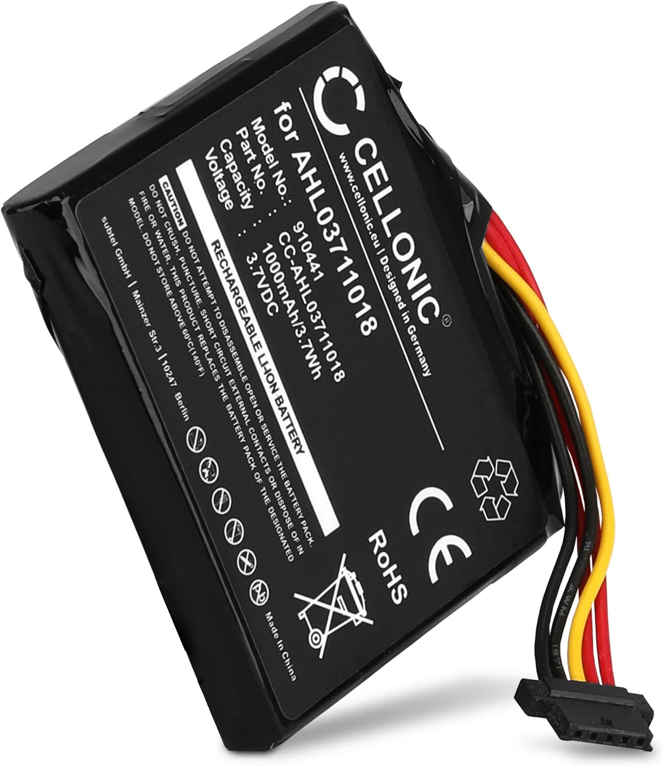 CELLONIC 1x Battery for GPS/Navigation Compatible with TomTom Go Live 2050 World, GO Live 1005 Europe, GO 1005, 4CQ02 - (1000mAh, 3.7V)