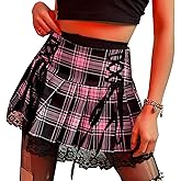 Goth Plaid Skirts for Women High Waist A-line Mini Pleated Skirt Harajuku Gothic Skirt Victorian Steampunk Skirt