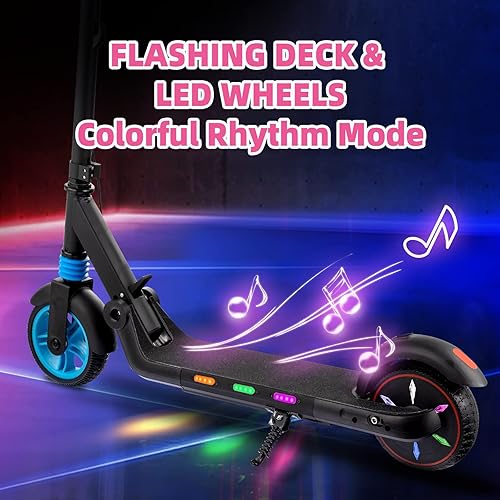 Electric Scooter for Kids Ages 6-12, Colorful Rainbow Lights, LED