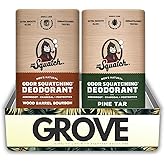 Natural Deodorant Men by Dr. Squatch Wood Barrel Bourbon 2.65 oz Bundle with Dr. Squatch Pine Tar Deodorant 2.65 oz – Jojoba & Shea Butter for Odor Protection – Gift Set (2 Items)