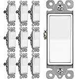 BESTTEN 10 Pack 3-Way Decorator Light Switch, 15A