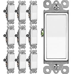 BESTTEN 10 Pack 3-Way Decorator Light Switch, 15A