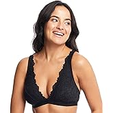 JENNY JEN Women's Ivy Lace Bralette with Adjustable Straps, Unpadded Unlined Wireless Plunge Bra, Perfect Everyday Lingerie