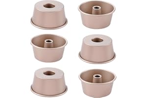 3.5-Inch Mini Angel Food Cake Pan Set,6pcs Nonstick Fluted Tube Pan,Small Chiffon Baking Cup, Carbon Steel Round Cake Mold,Tu