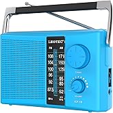 LEOTEC AM/FM Radio with Best Reception, AC or Battery Operated Portable Radio with Big Speaker, Large Tuning Knob, Clear Dial