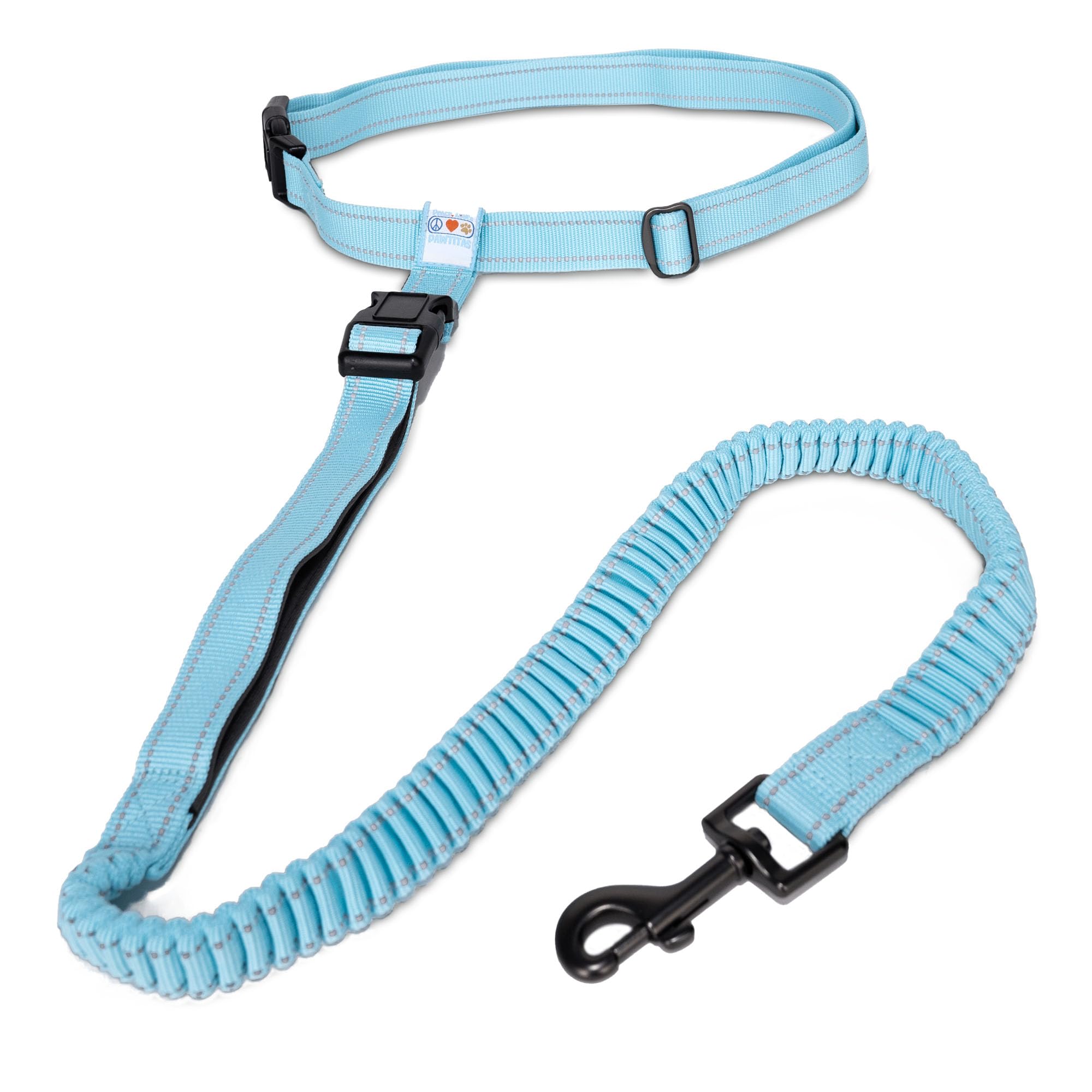 Pawtitas Hands Free Running Dog Lead | 1.8 M Reflective Dog Lead Comfortable Padded Handle | Puppy Dog Training Double Handle Reflective Lead | Reflective Short Dog Lead for Training - Teal Lead