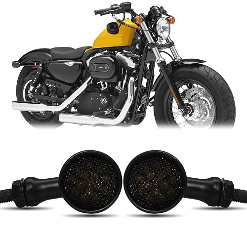 Black LED Motorcycle Bullet Lights – Amber Blinkers, Brake & Running Tail Signals, 4-Pack