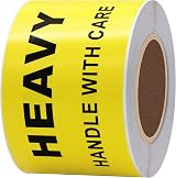 HYBSK 2x4 Inch Heavy Handle with Care Shipping Labels 200 Roll Yellow Warning view 2