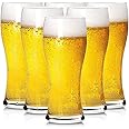 BPFY 16oz Pilsner Beer Glasses Set of 6 for Home, Pub, Food-Grade Clear Pint Glasses, Easy to Grasp Bar Glassware, Dishwasher