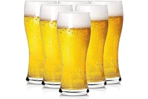 BPFY 16oz Pilsner Beer Glasses Set of 6 for Home, Pub, Food-Grade Clear Pint Glasses, Easy to Grasp Bar Glassware, Dishwasher