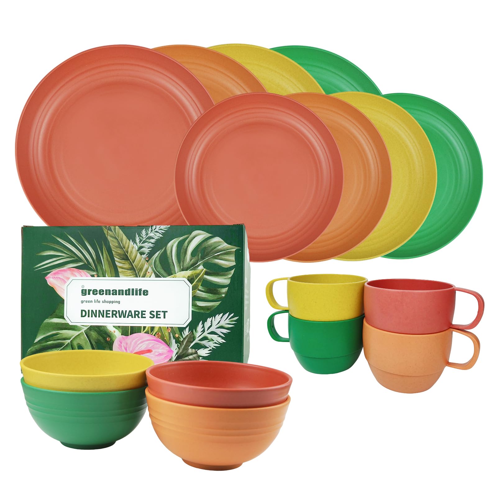 Camping Dinnerware Set Wheat Straw Dinnerware Sets Unbreakable