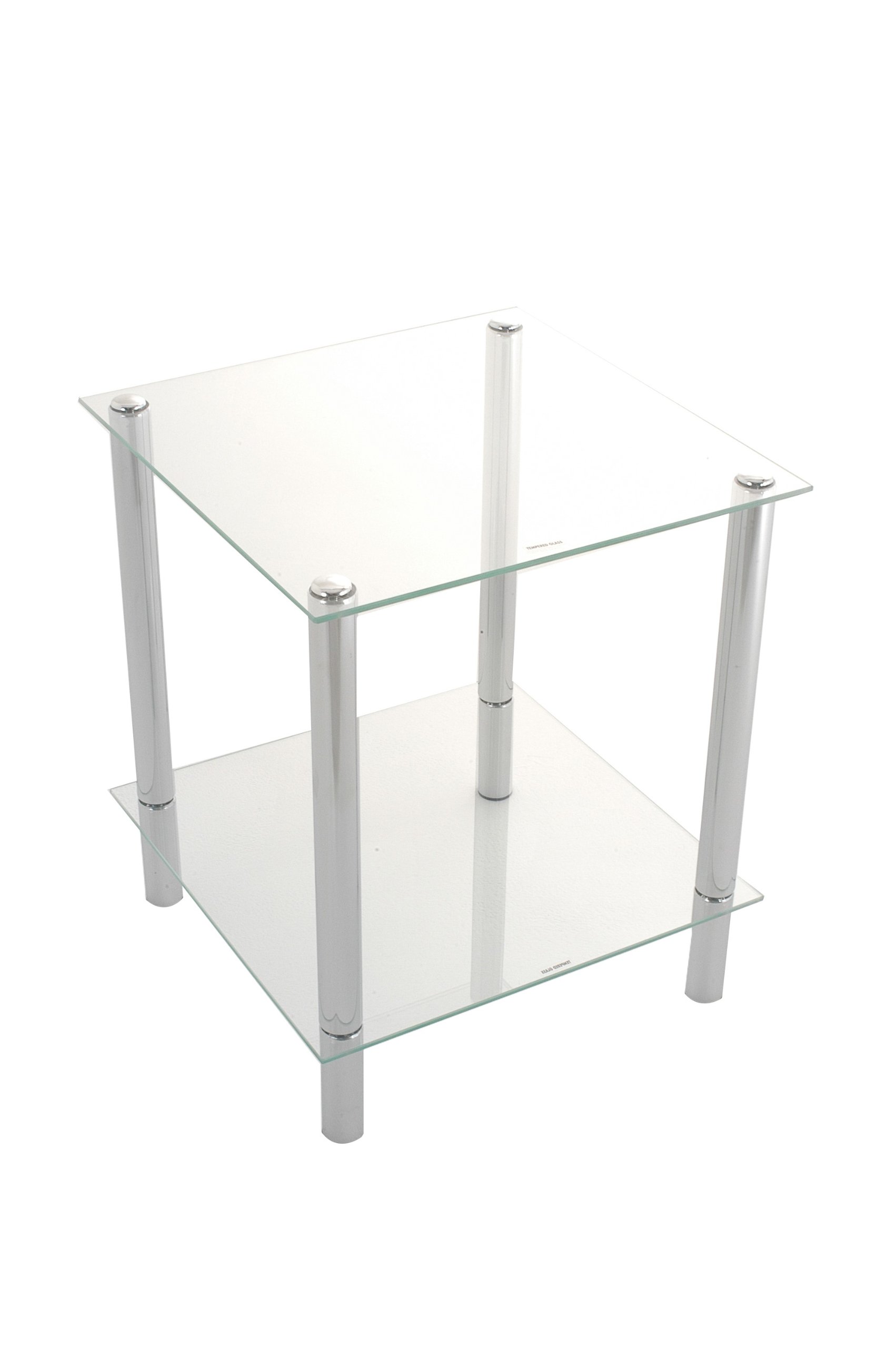 ASPECT Matrix 2-Tier Clear Glass Shelving Rack/Side End table