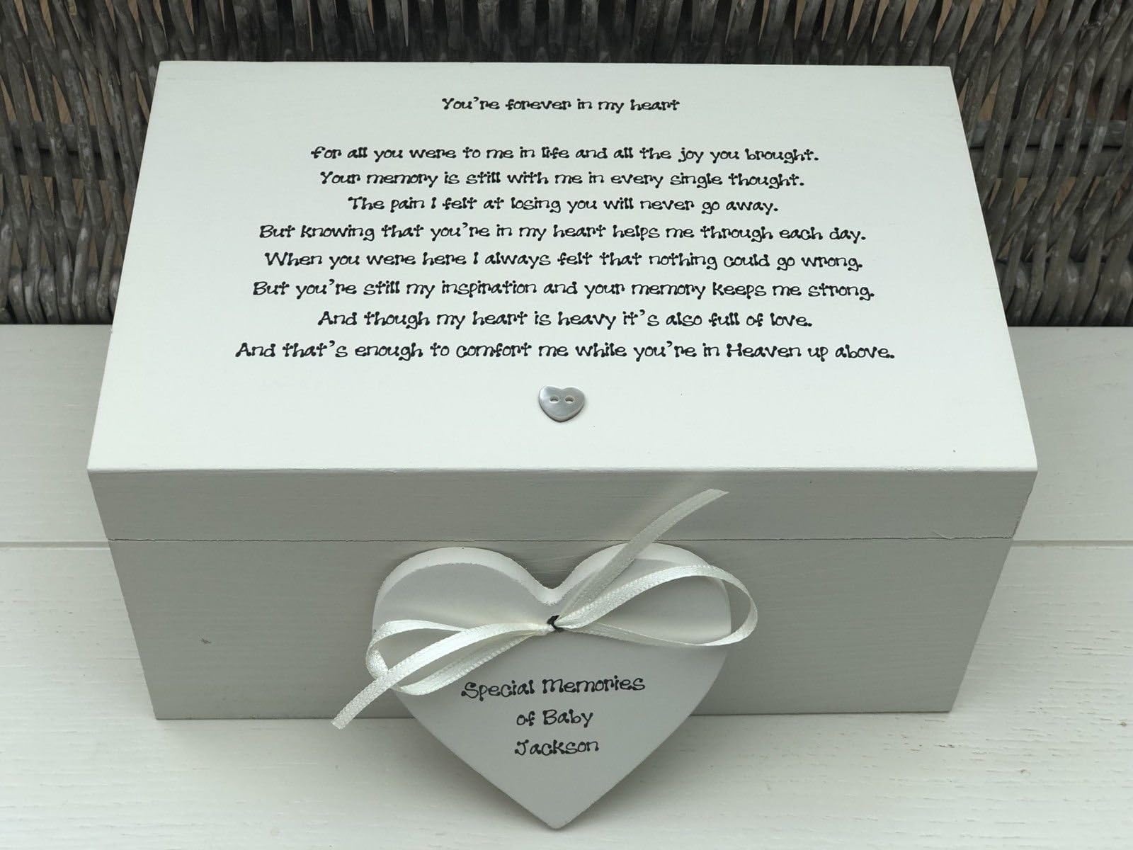 PERSONALISED Shabby Chic ~ Memory Box ~ Keepsake In Memory of a BABY ~ CHILD ~ Loss of Baby/Child Son ~ Daughter ~ ANY NAMES Bereavement Loss