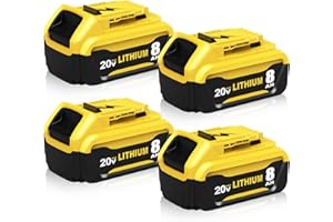 BOETPCR 4-Pack 8.0Ah DCB206 Replacement for Dewalt 20V Max Battery Compatible with Dewalt 20V Battery Lithium DCB207 DCB204 DCB201 DCB200 Series Power Tools (Yellow)