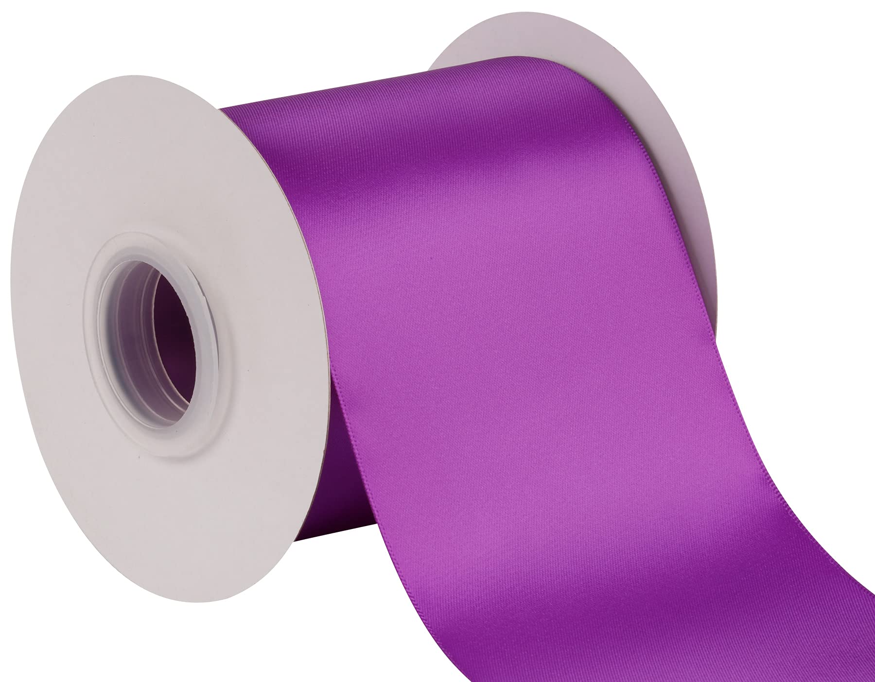 Joycrosso 100mm Double Faced Satin Ribbon 22 Meters-Roll Set for Chair Sash Gift Wrapping Party Favor Home Decoration Craft Supplies, Purple