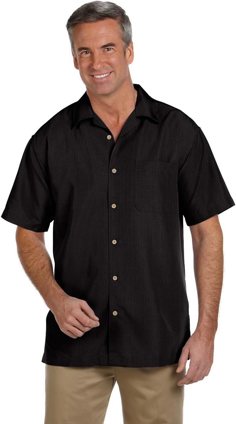 Harriton Men's Barbados Textured Camp Shirt