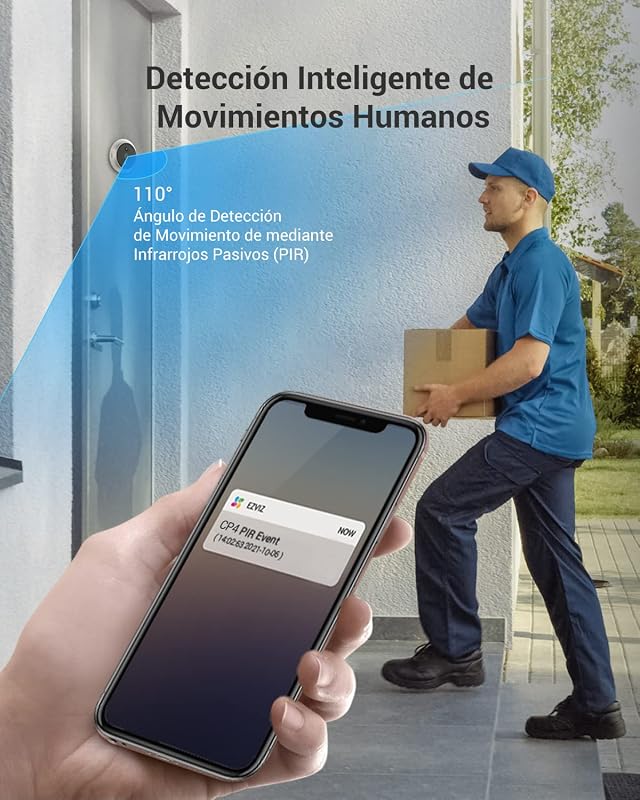 Mirilla Digital de Puerta con Pantalla Táctil a Color de 4.3'' Cámara Video Timbre Inalámbrico Monitor con Batería Recargable 4600mAh,PIR Detección de Movimiento,Audio Bidireccional,Modelo CP4