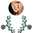 Enticera 16G Opal Cartilage Earrings for Women 14K Gold Stainless Steel Flat Back Stud Earrings for Sensitive Ear Handmade Cartilage Screw Back Helix Conch Piercing Jewelry (Opal, Black)