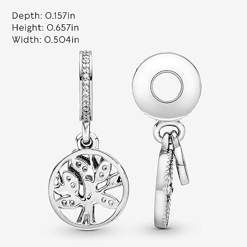 Pandora Jewelry Sparkling Family Tree Dangle Cubic Zirconia Charm in  Sterling Silver and 14K Yellow Gold, No B