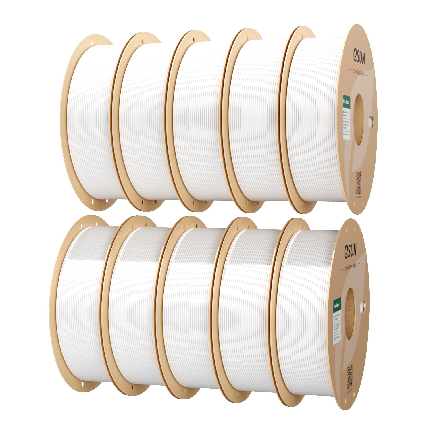 eSUN 10KG PLA Basic Filament, 1.75 mm 3D Printer PLA Filament, 1kg Spule, insgesamt 10kg, Dimensional Accuracy +/- 0.03 mm, Kaltweiß-10KG