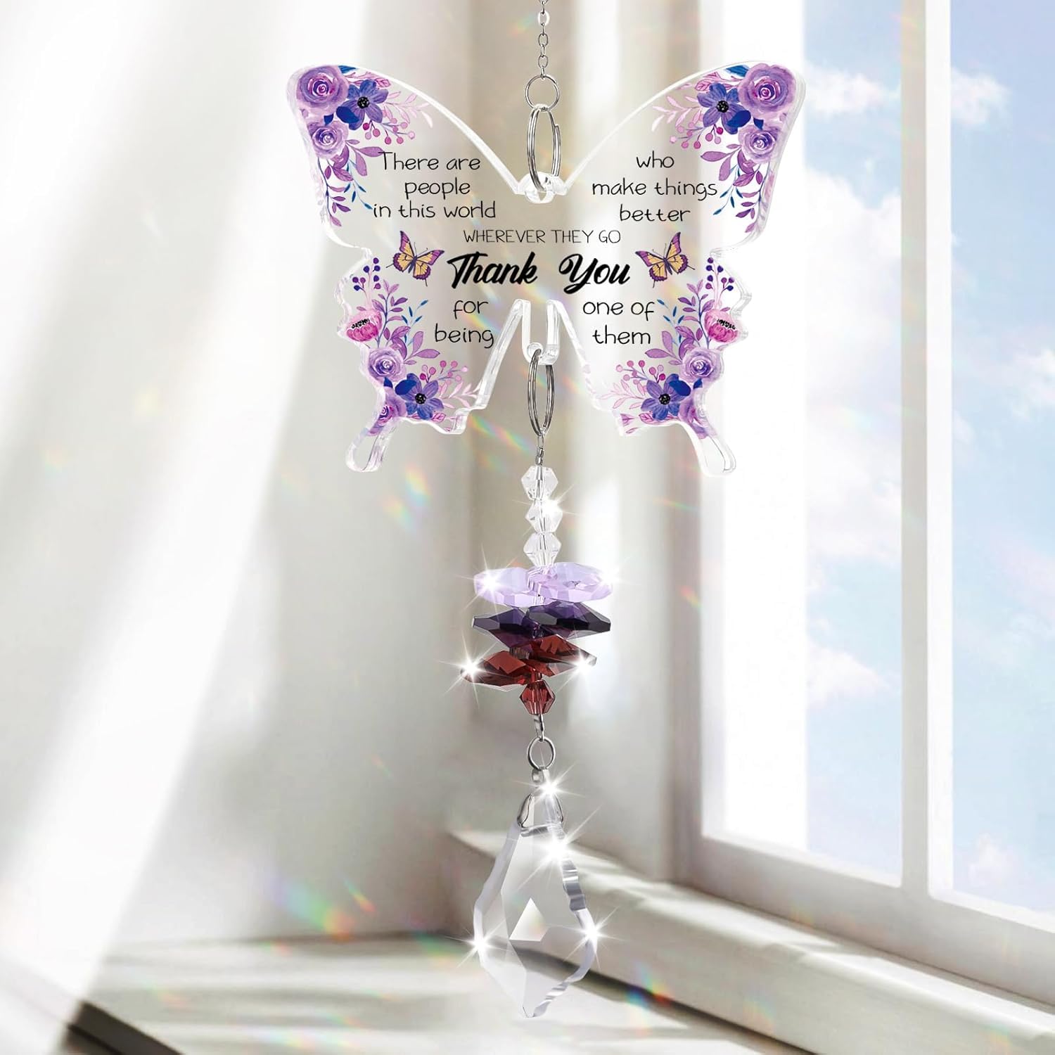 PRSTENLY Thank You Gift for Women, Birthday Gifts for Women Butterfly Crystal Suncatcher, Thank You Gifts for Colleague Friend Nurse Teacher Appreciation Gifts, Colleague Leaving/Goodbye/Retirement