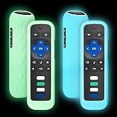 for Roku-Remote-Cover,Glow in The Dark Silicone Protective Case | Compatible with All Roku TV Remote,Blue and Green 2-Pack,