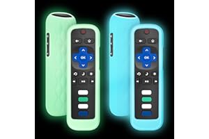 ENJOYLINK for Roku-Remote-Cover,Compatible with All Roku TV Remote Glow in The Dark Silicone Protective Case Blue and Green 2-Pack