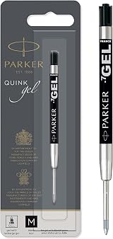 Parker Gel Pen Refill Medium Tip 0.7mm Black QUINK Ink 1 Count