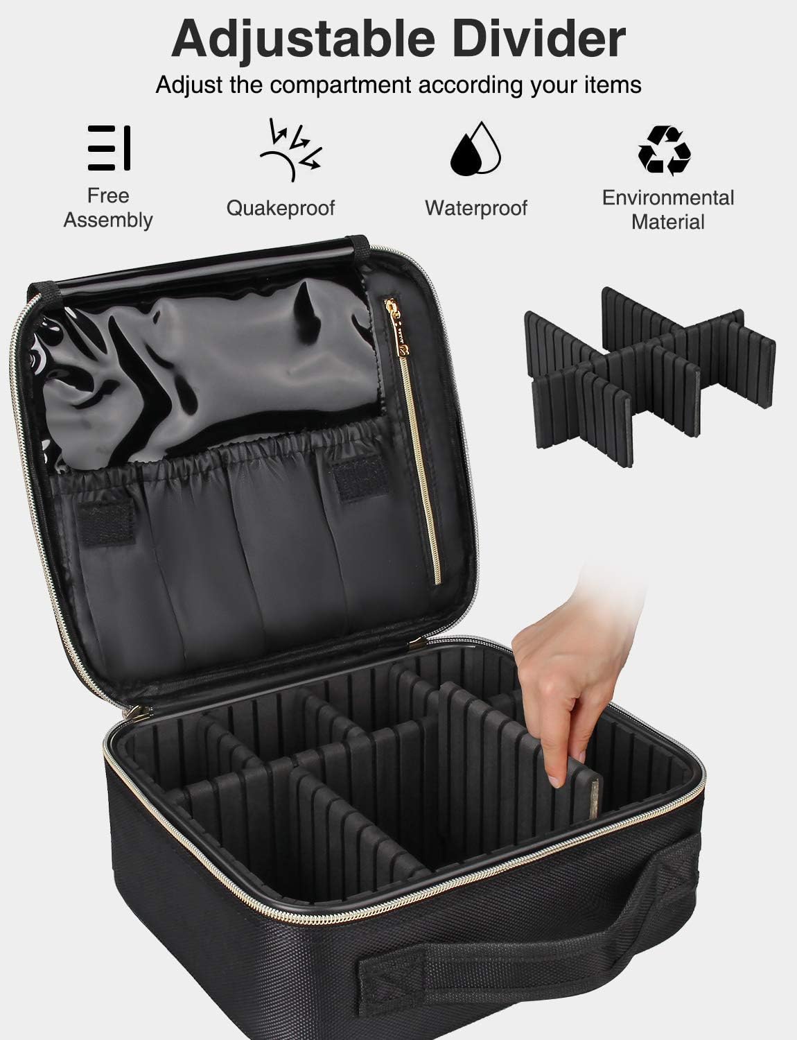 MONSTINA Makeup Train Cases Professional Travel Makeup Bag Cosmetic Cases Organizer Portable Storage Bag for Cosmetics Makeup Brushes Toiletry Travel Accessories : Beauty
