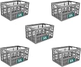 Optimal Products Strong Folding Collapsible 32L Storage Crates Pack of 5
