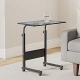 simpahome Height Adjustable Mobile Table with Castors Black view 2