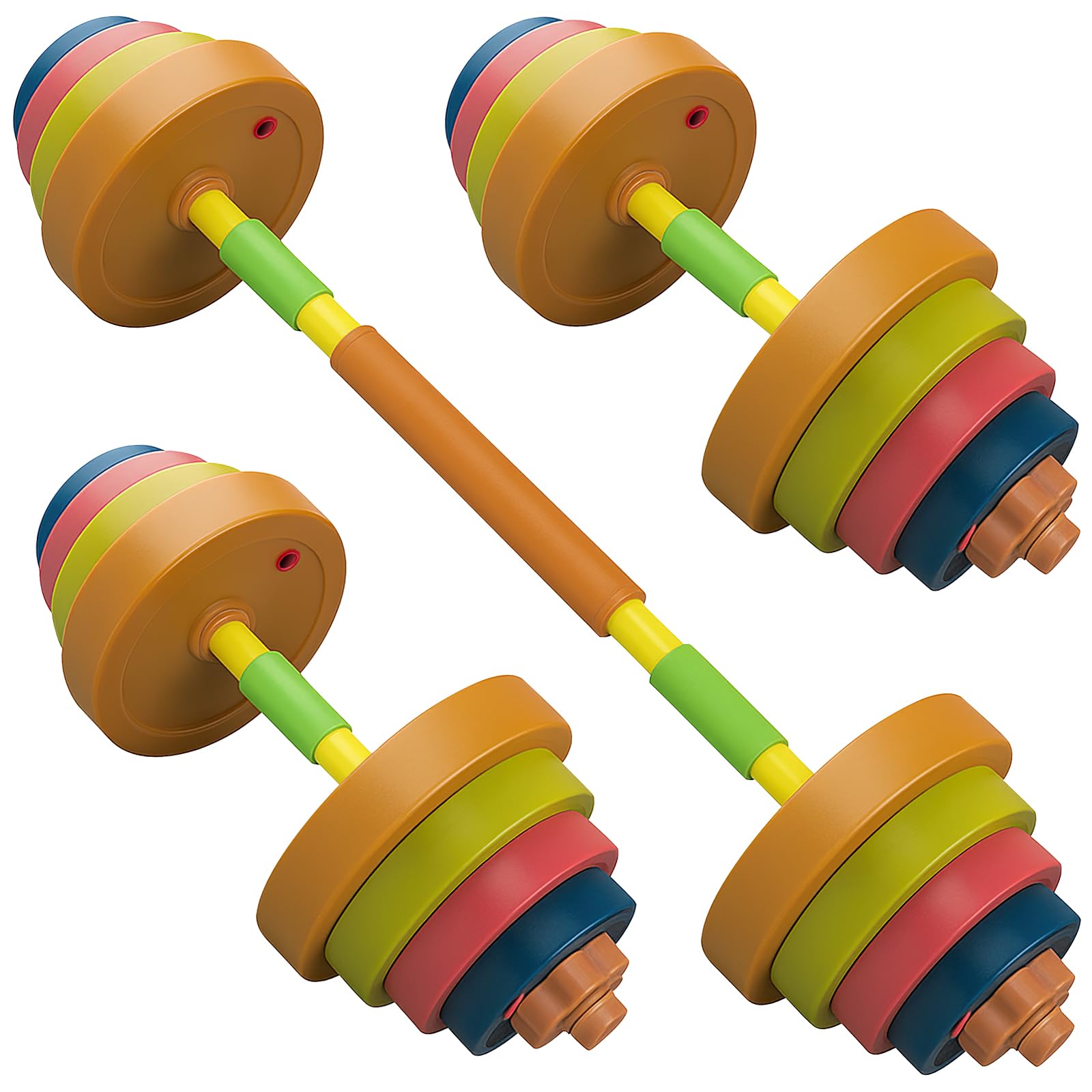 2-in-1 Kids Weight Set, Adjustable Barbell and Dumbbell Kit for Children, Refillable Toddler Fitness Equipment for Boys Girls Home Gym School Sports Training