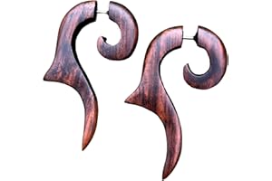 UMBRELLALABORATORY Natural Tribal Organic Wooden Earrings Fake Gauges wood Bohemian Jewelry earrings brown or black