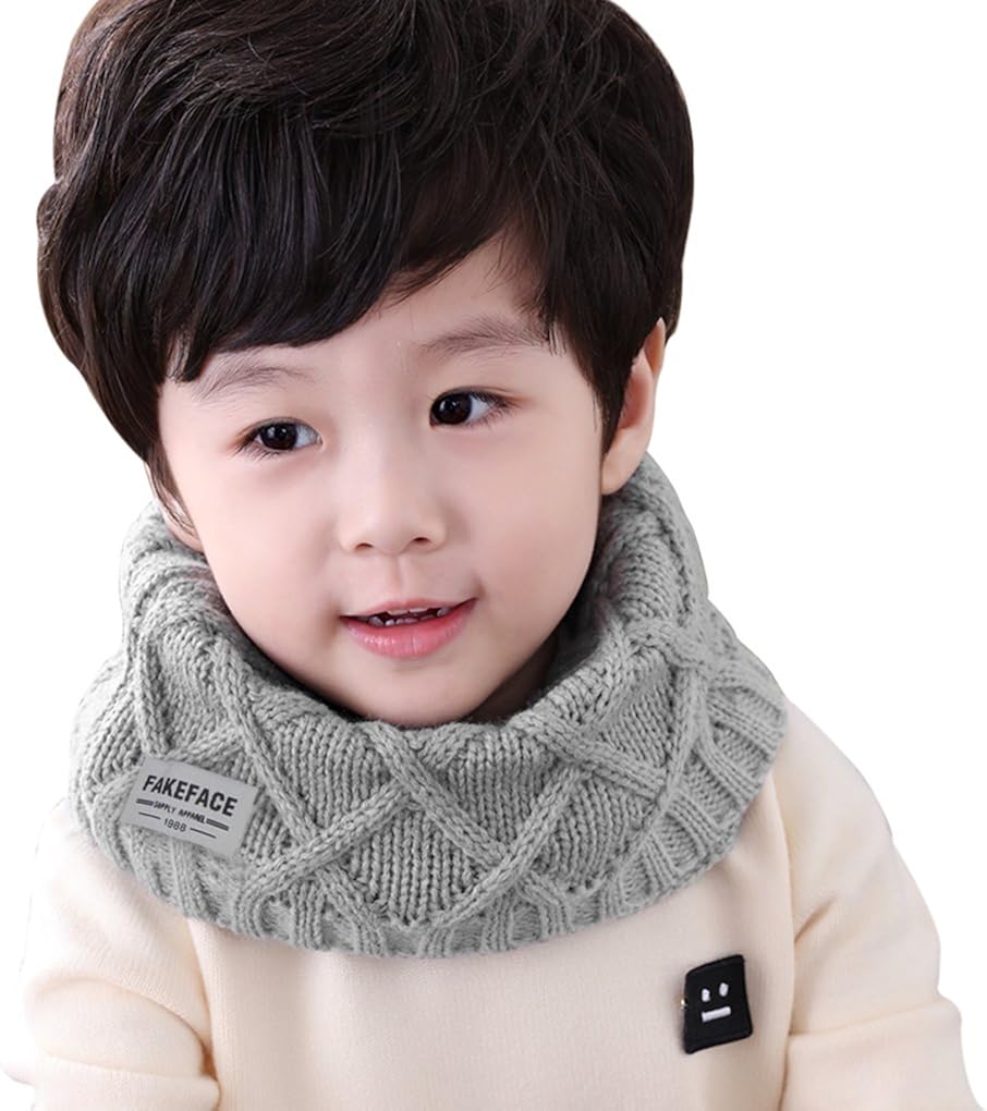 Amazon Co Jp キッズスヌード 可愛い ネックウォーマー 厚手 ニット 毛糸マフラー 男の子 女の子 襟巻き 子ども 通園 通学 アウトドア スキー スノースヌード カジュアル お洒落 秋冬 防寒対策 防寒グッズ ギフトに最適 グレー 服 ファッション小物