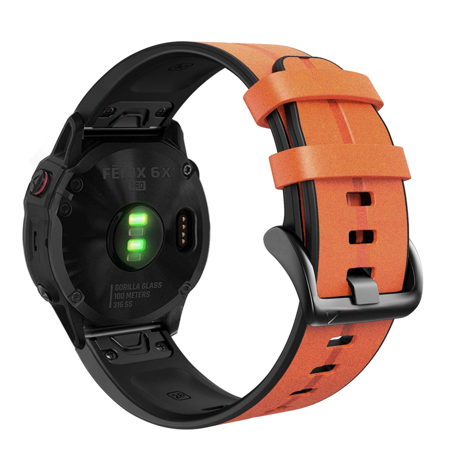 ahayo QuickFit 26mm Watch Strap Compatible with Fenix 7X /Fenix 6X / Fenix 5X / Tactix 7 Pro, Genuine Leather with Soft Silicone Sweatproof Wristband for Garmin Enduro,Fenix 3(Light Brown)