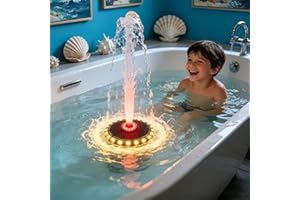 Bathtub Fountain for Kids, Bath Time Water Fountain with Colorful LED Lights, Floating Water Spray Toy with 8 Spray Modes for
