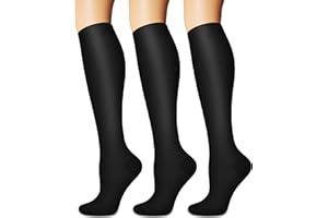 SOOVERKI Compression Socks for Women and Men Circulation (3 Pairs) - Best for Nursing,Running,Travel Knee High Socks