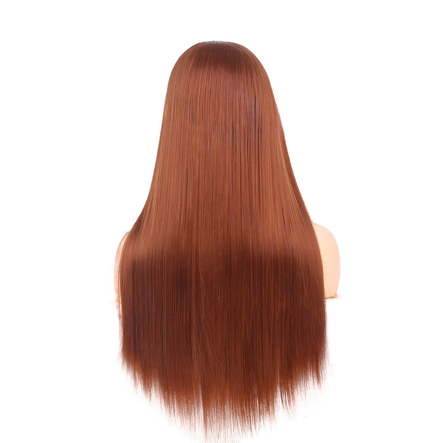 Sallcks Womens Long Straight Brown Wigs Natural Synthetic Full Wigs Cosplay Wigs with Wig Cap