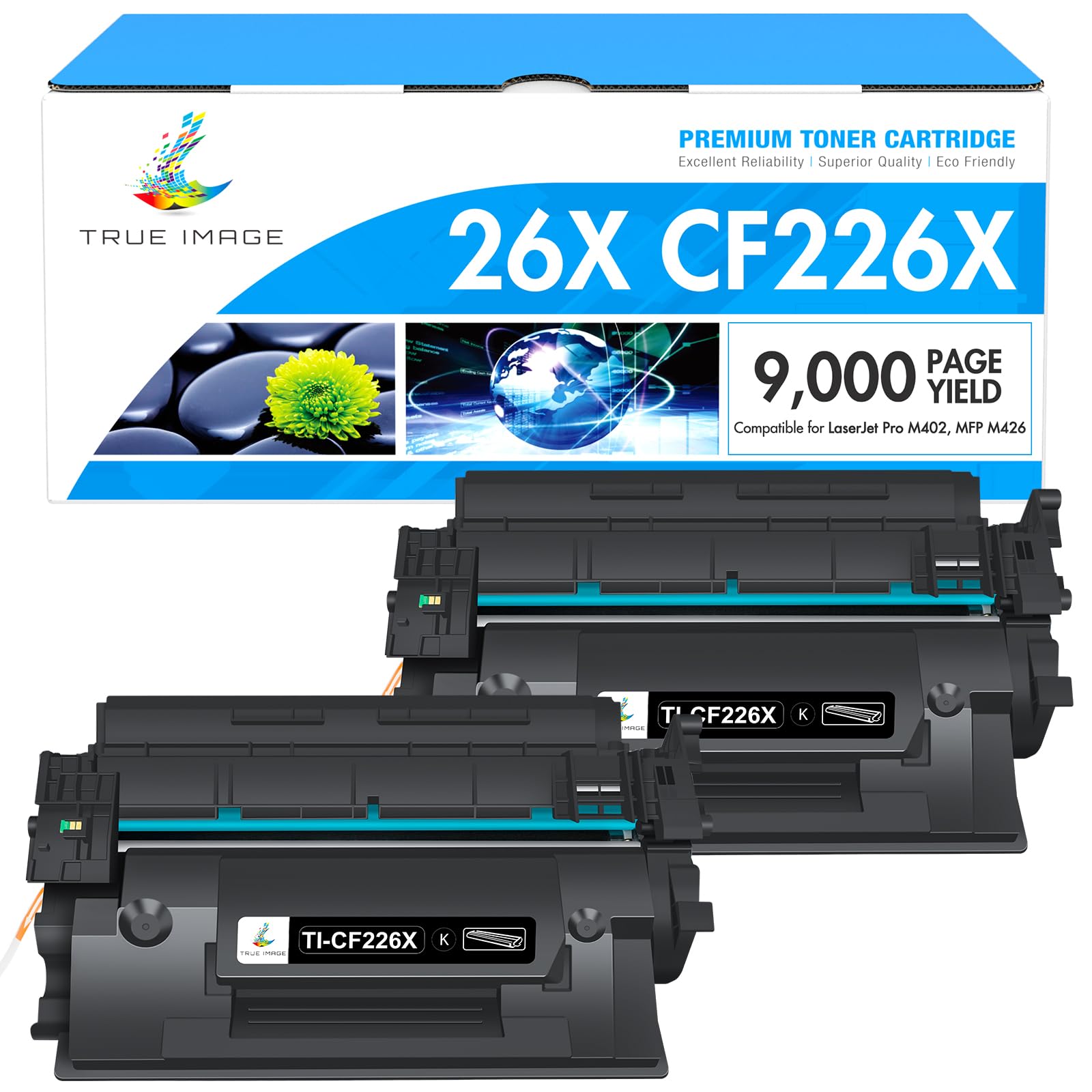 TRUE IMAGE Compatible Cartridge Replacement for HP 26X CF226X 26A CF226A LaserJet Pro MFP M402dn M402n M426dw M426fdw M426fdn M402dw M402d M426 M402 Toner (Black, 2-Pack)