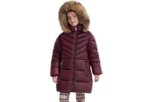 SOLOCOTE Girls Winter Coat - Heavyweight Water-Resistant Faux Fur Hood Sherpa Lined Elastic Cuffs with Zip Pockets Long Parka