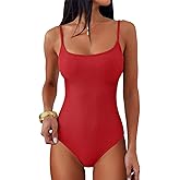 ANRABESS Women Bodysuits Square Neck Spaghetti Straps Sleeveless Cami Top Summer Backless Ribbed Knit Basic Body Suits