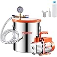 VEVOR 5 Gallon Vacuum Chamber and 3.5 CFM Pump Kit, Stainless Steel Chamber, Single Stage Vacuum Pump Degassing Chamber Kit, with Acrylic Lid, Oil, 4.92 ft Hose, for Degassing Resin Silicone Epoxies