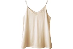 Wantschun Womens Silk Satin Camisole Cami Plain Strappy Vest Top T-Shirt Blouse Tank Shirt V-Neck Spaghetti Strap XS-4X