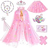 Rolevoria Princess Dress Up for Girls, Light Up Princess Costume Cape Set, Christmas Birthday Gifts Toy for Girls Age 3 4 5 6