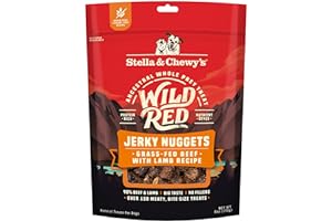 Stella & Chewy's Wild Red Jerky Nuggets - 90% Protein-Rich Beef & Lamb Dog Treats - Grain-Free Training Rewards for All Breeds - Made in USA - 6 oz Bag