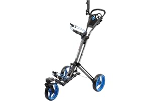 Qwik-Fold Golf Push Cart 3 Wheel with 360 Rotating Front Wheel, One Second to Open & Close, Lightweight Folding Golf Pull Cart with Foot Brake, Umbrella Holder, Cup Holder, & Storage Compartment